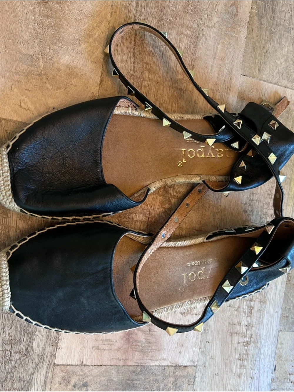 Black Studded Espadrille Flats